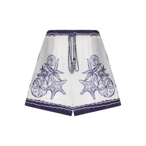 Farm Rio Women Cotton Shorts With Blue Navy Print